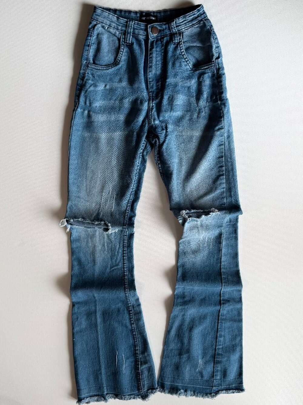 PrettyLittleThing Distressed Flare Bell Bottom Jeans